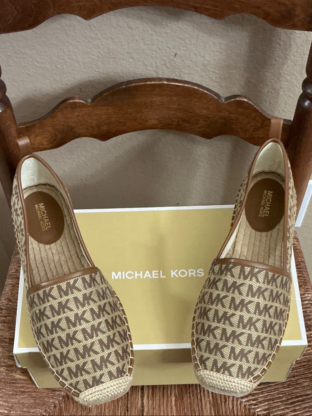 Michael Kors Brown Monogram Espadrille Slip-Ons